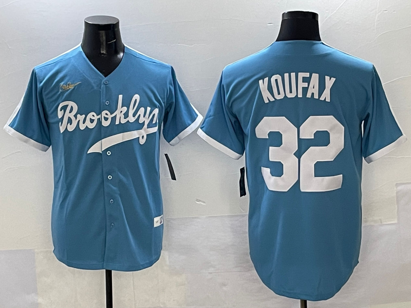 Men's Los Angeles Dodgers Sandy Koufax #32 Light Blue Jersey